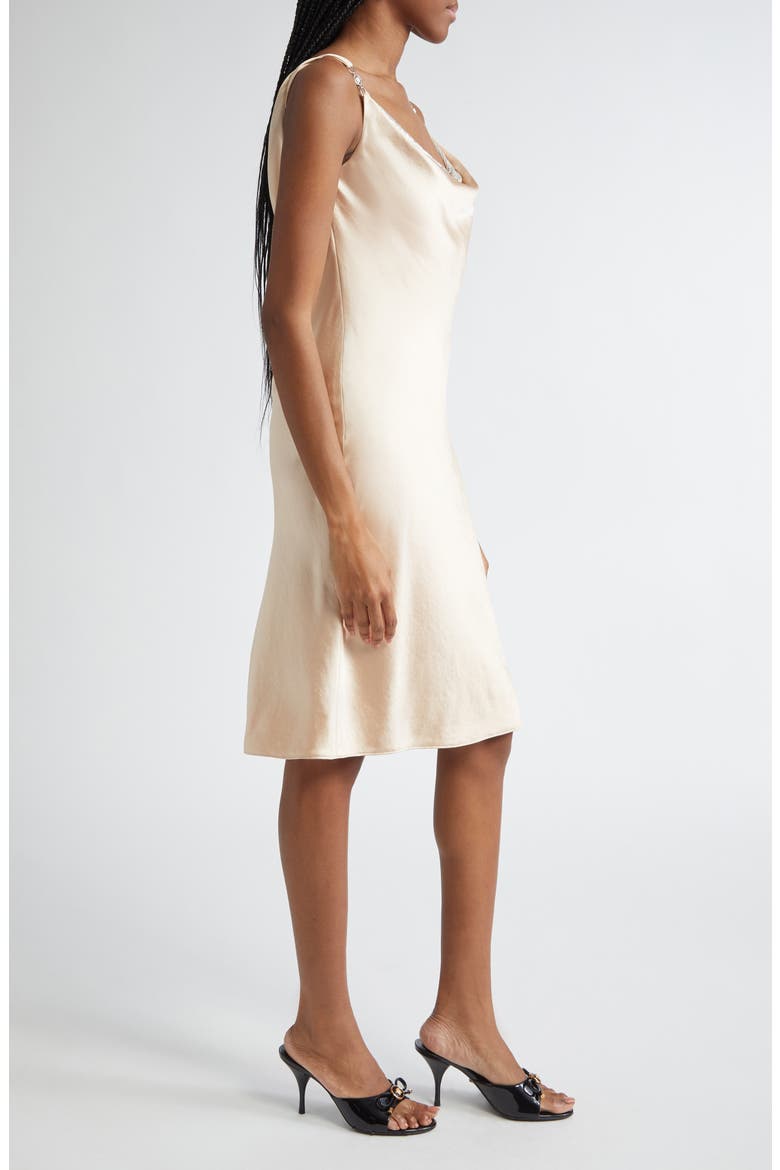 Drape Neck Satin Cocktail Dress, Alternate, color, CHAMPAGNE