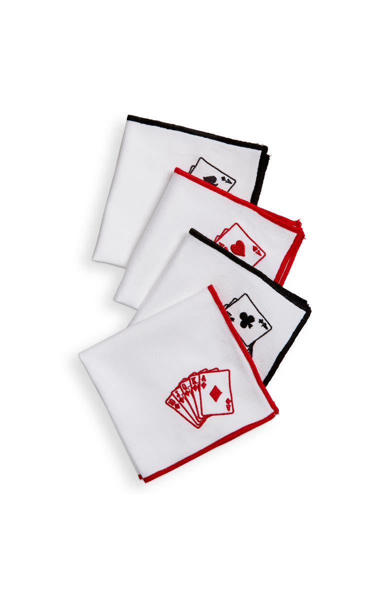 tag Playing Cards Cocktail Napkins 100% Cotton Multi 4-Pack 10x10 in, Main, color, Multicolored