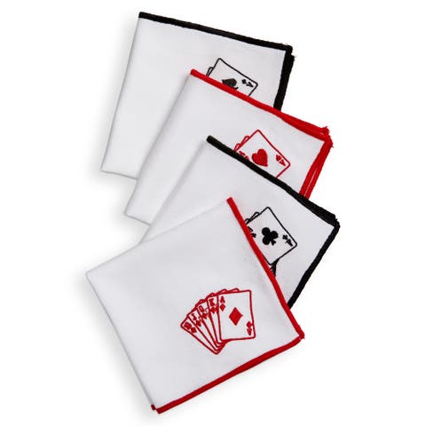 Playing Cards Cocktail Napkins 100% Cotton Multi 4-Pack 10x10 in