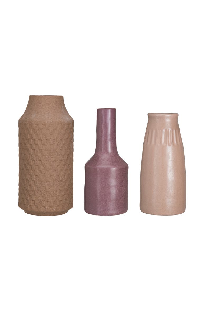 Stoneware Vases in Reactive Glaze, Multicolor, Set of 3, Main, color, Multicolor
