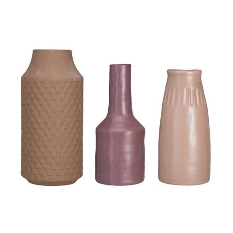 Stoneware Vases in Reactive Glaze, Multicolor, Set of 3