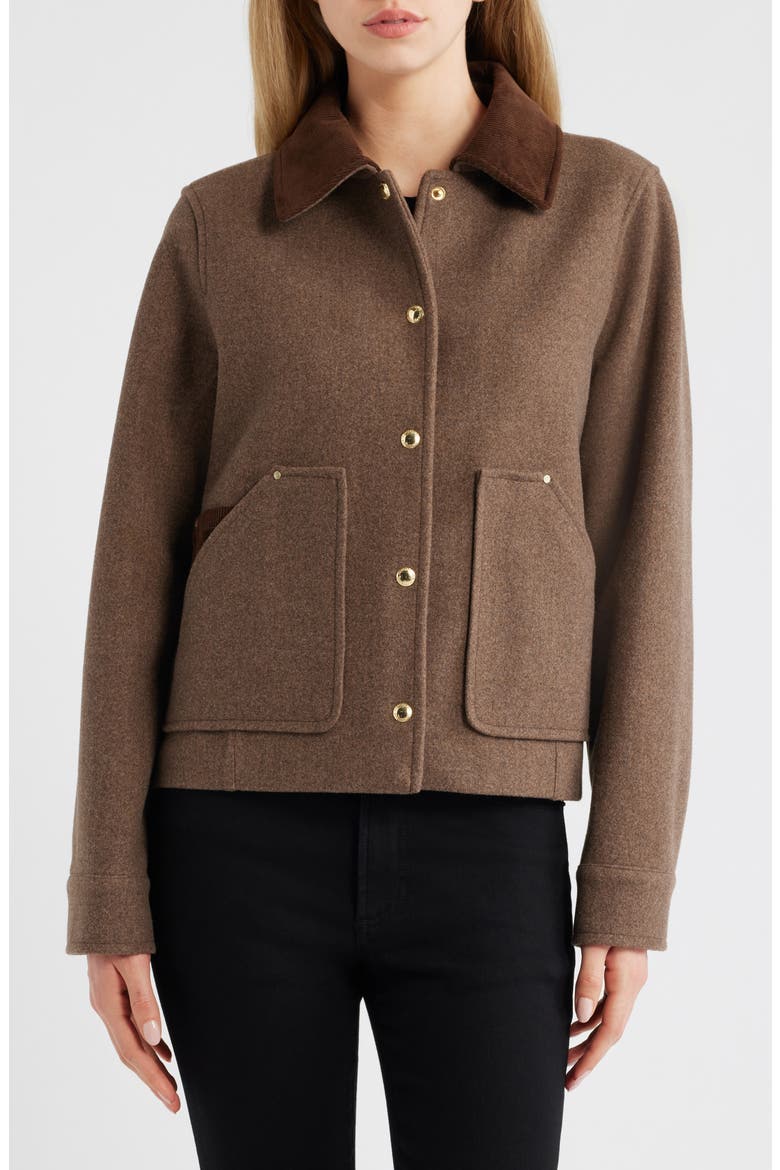 Corduroy Trim Jacket, Alternate, color, BROWN MELANGE