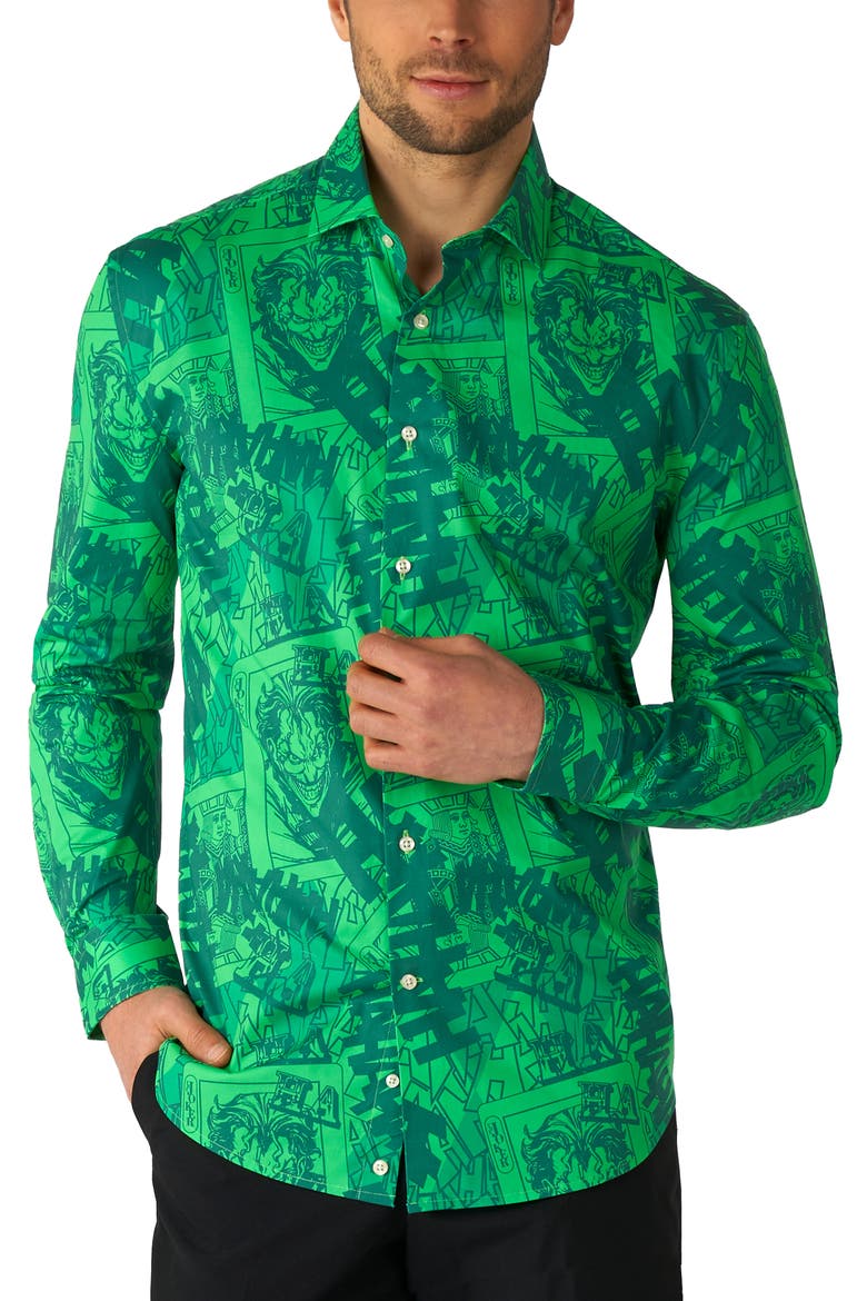 The Joker™ Stretch Button-Up Shirt, Main, color, GREEN