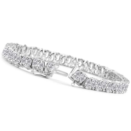 Bliss Diamond 10ct Pear Shape Diamond Tennis Bracelet Wide 14k Gold Lab Grown In 14k White Gold