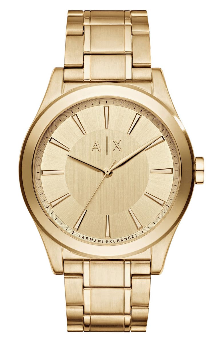 AX Armani Exchange Bracelet Watch, 44mm, Main, color, Gold/ Gold