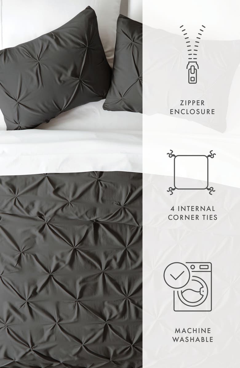 HOMESPUN HOME SPUN Premium Ultra Soft 3-Piece Pinch Pleat Duvet Cover Set, Alternate, color, Gray