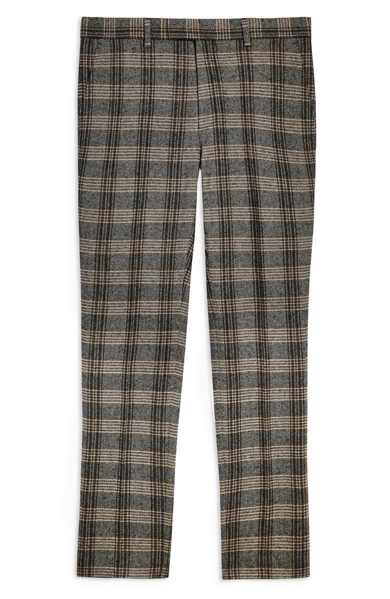 Topman Juice Skinny Fit Plaid Herringbone Pants, Alternate, color,