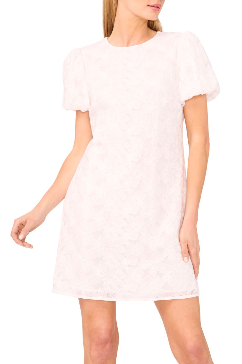 Embroidered Floral Bubble Short Sleeve Dress, Alternate, color, NEW IVORY