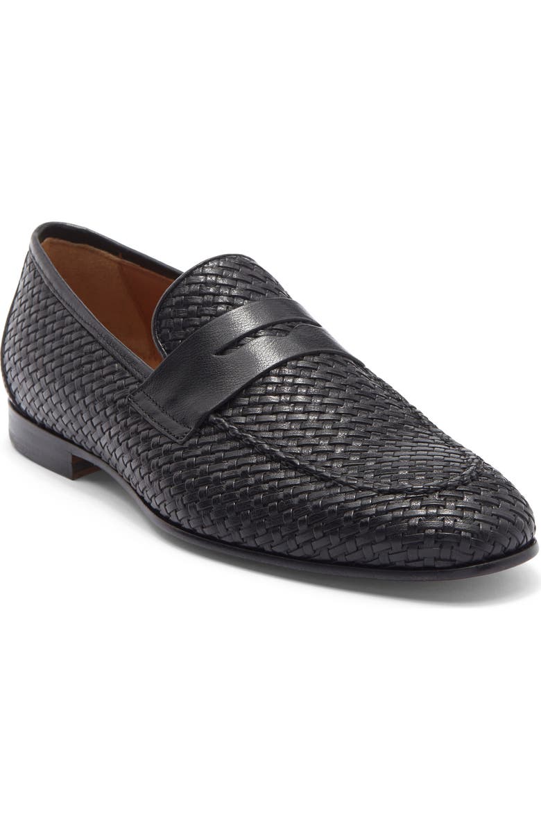 ANTONIO MAURIZI Woven Penny Loafer, Main, color, Nero