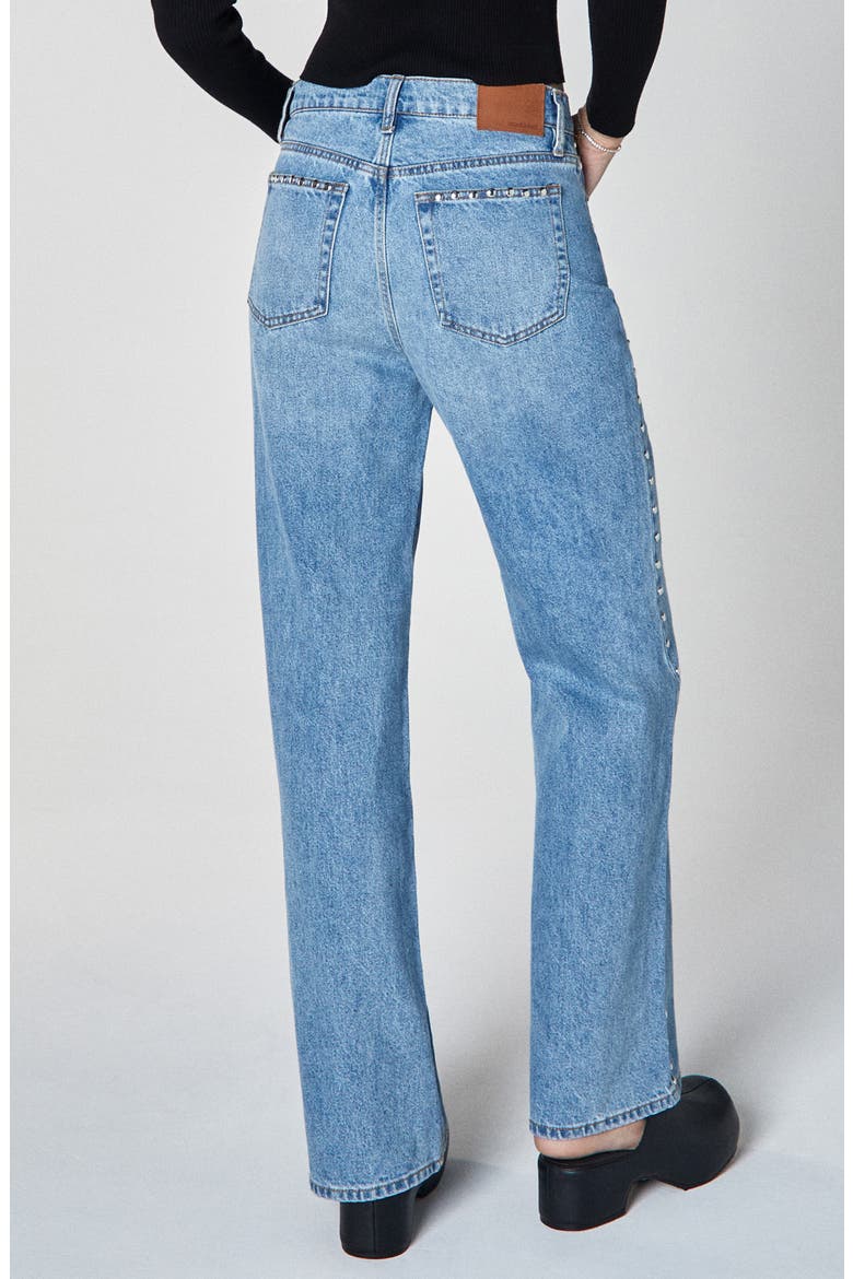 Jolene Studded Pocket High Waist Flare Leg Jeans, Alternate, color, LA BREA