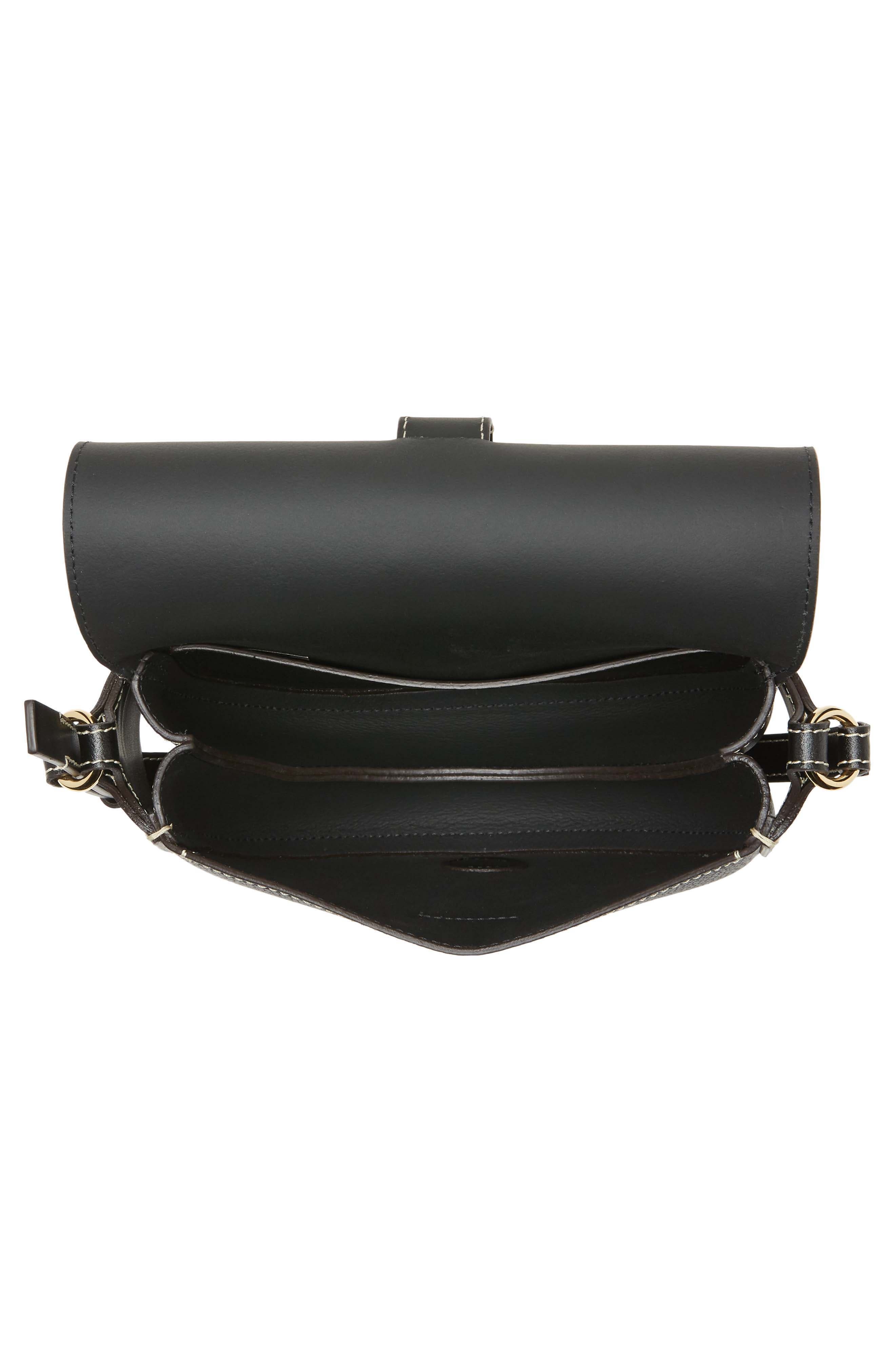 Darryl Leather Crossbody Saddle Bag, Alternate, color, BLACK