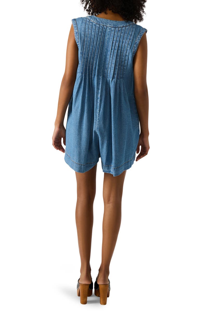 Steve Madden Mick Pintuck Denim Romper, Alternate, color, Moon Shadow