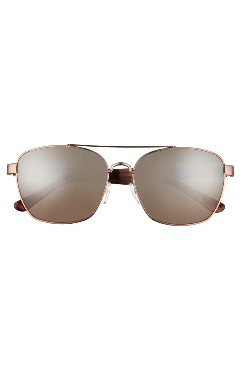 Tory Burch 57mm Gradient Navigator Sunglasses, Alternate, color, Rose Gold/ Gradient Mirror