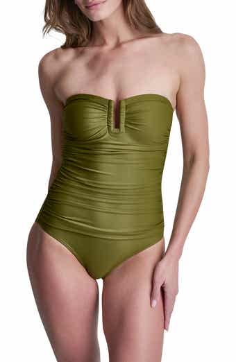 Shirred Bandeau One-Piece Swimsuit