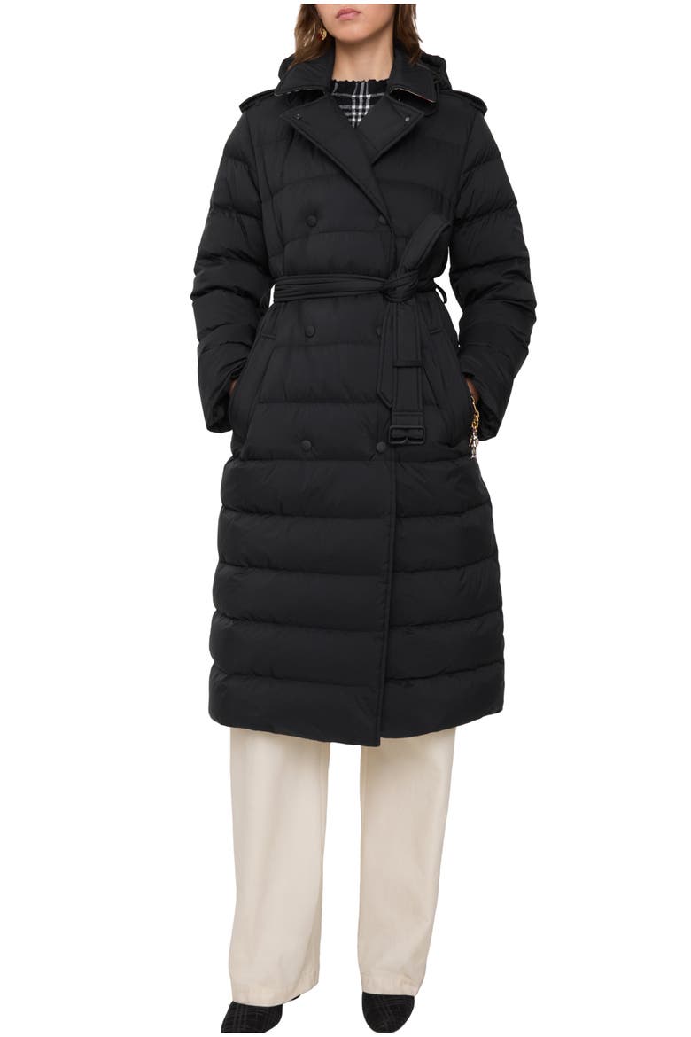 Long Nylon Hooded Puffer Coat, Main, color, Black