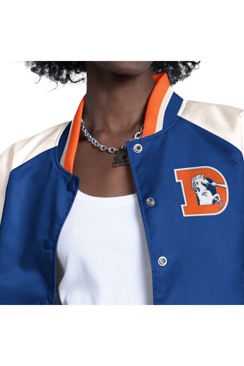Women's Starter  Blue/White Denver Broncos Raglan Blitz Full-Snap Varsity Jacket, Alternate, color, Blue