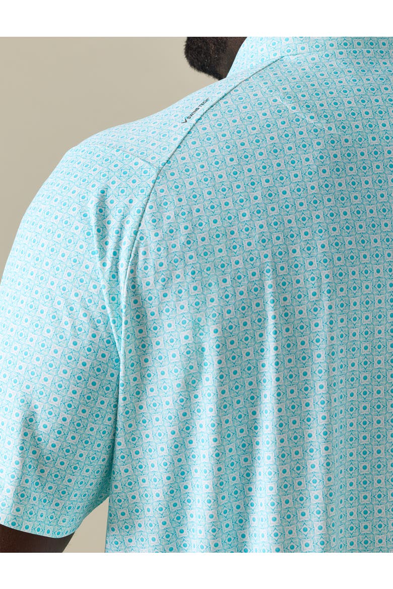 Big & Tall Foulard Print Golf Polo Shirt, Alternate, color, BLUE CURACAO
