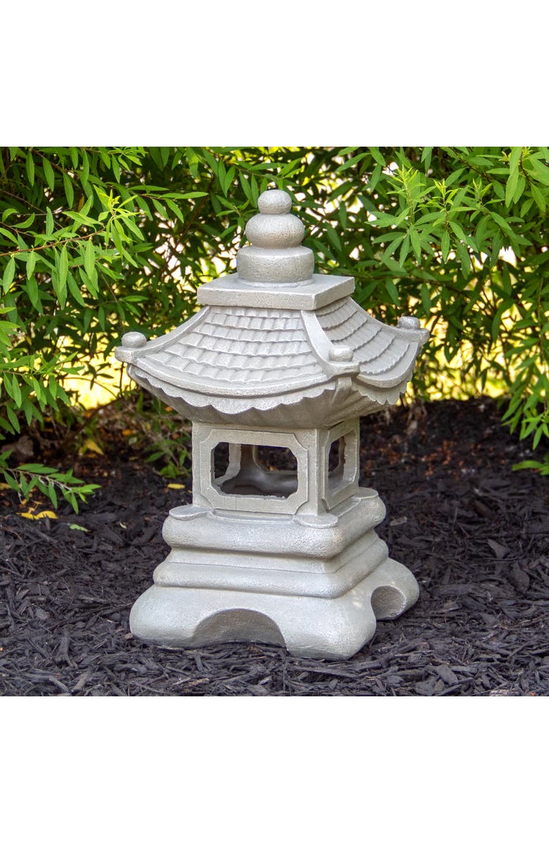 Northlight 13.5" Dark Gray Pagoda Outdoor Garden Statue, Alternate, color, Gray
