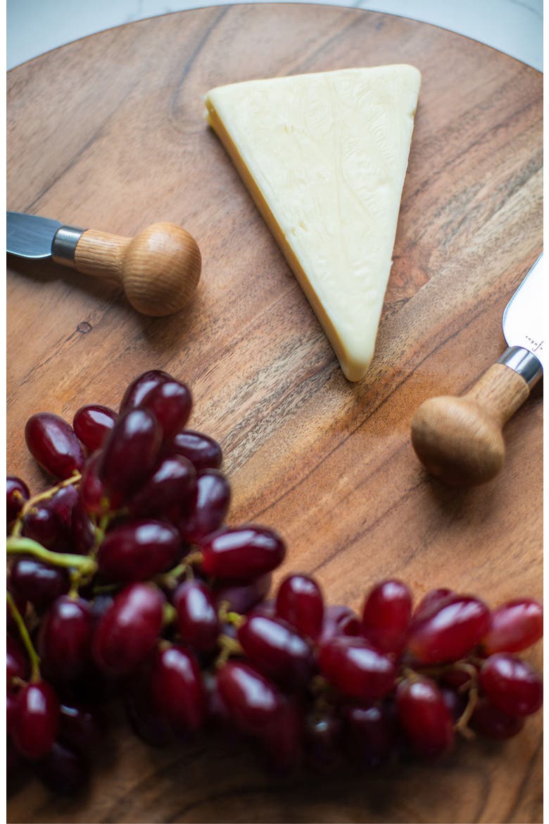 Wood + White Collection Acacia Wood Round Charcuterie Board, Large, Alternate, color, white, brown