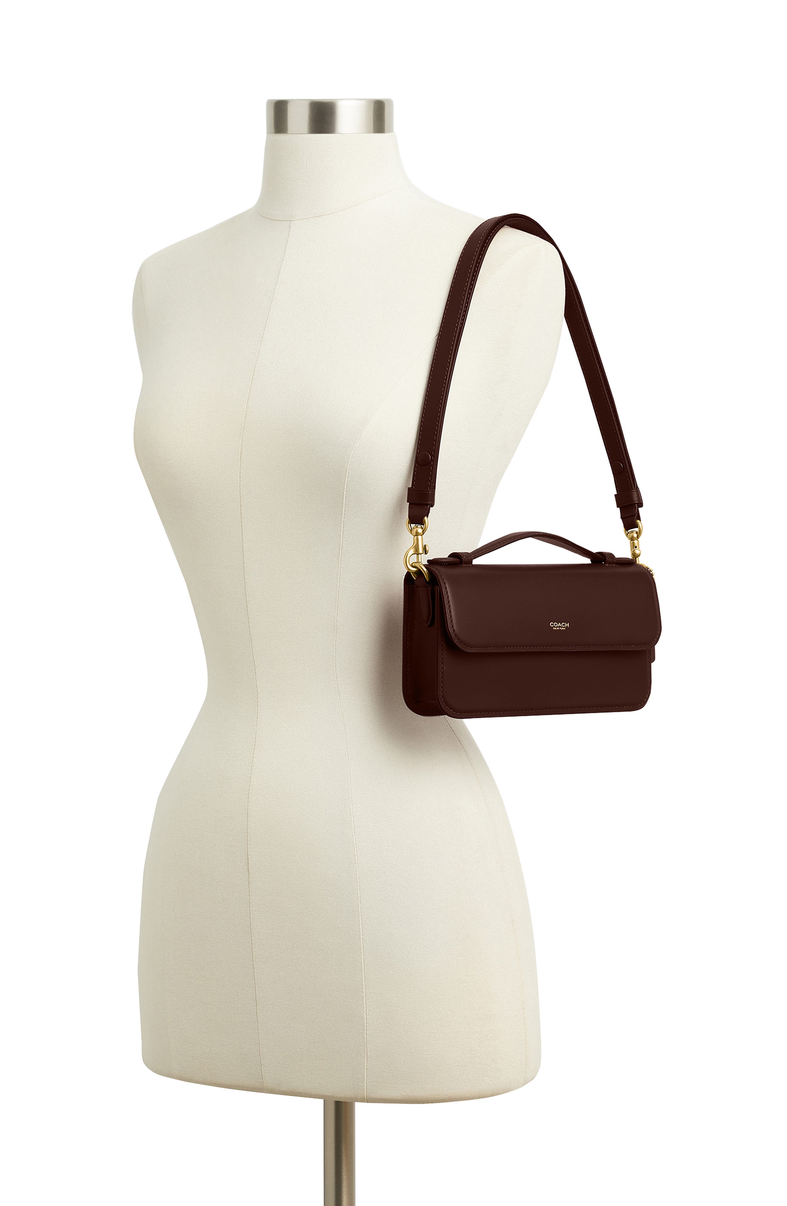 COACH Elora Refined Leather Top Handle Bag, Alternate, color, B4/Maple