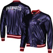 THE WILD COLLECTIVE Men's The Wild Collective Navy New England Patriots Metallic Bomber Full-Snap Jacket