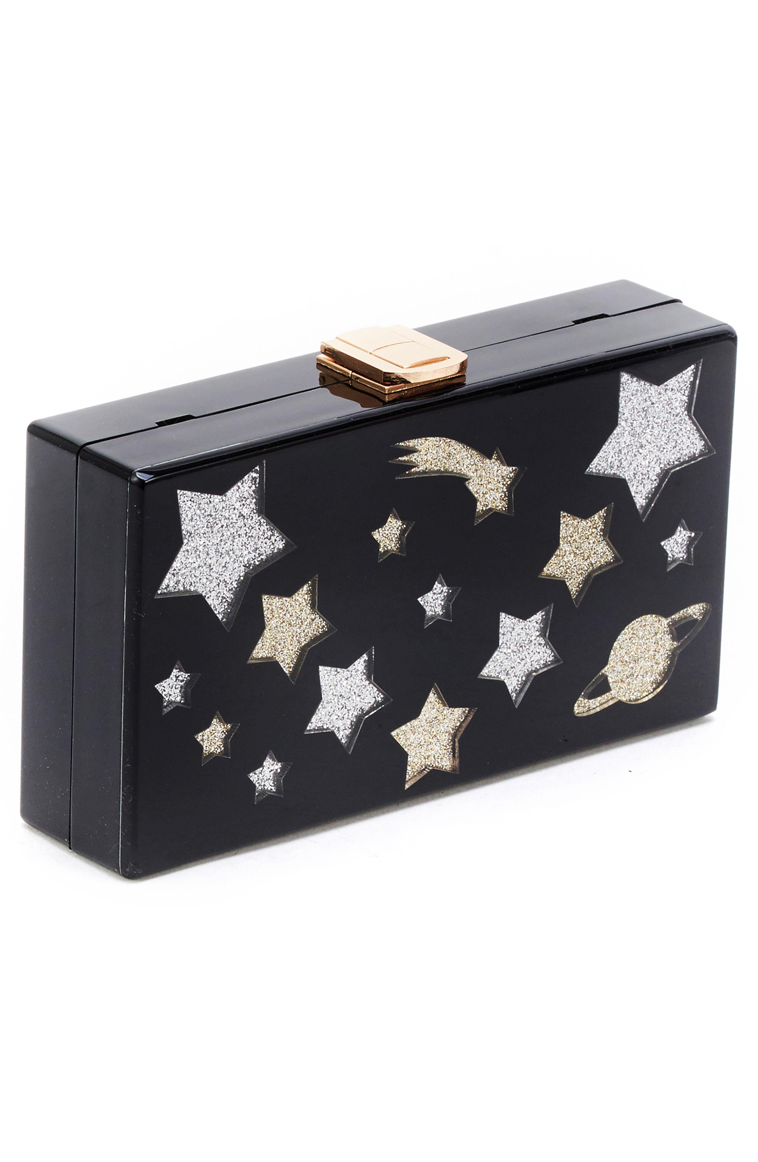 Like Dreams Glitter Star Box Clutch, Alternate, color, 