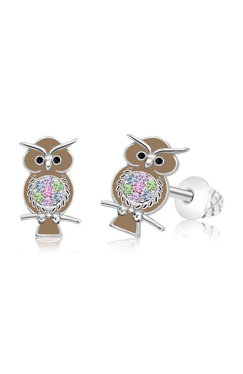 Chanteur Kids' Owl Stud Earrings in Brown  product