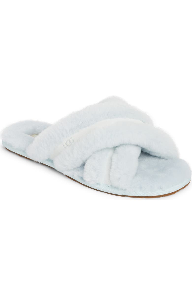 UGG<sup>®</sup> Scuffita Genuine Shearling Slide Slipper, Main, color, Reef Blue