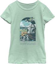 Star Wars: The Mandalorian and Grogu Girl's Star Wars The Mandalorian and Grogu Galaxy's Most Wanted Comic Art  Graphic T-Shirt