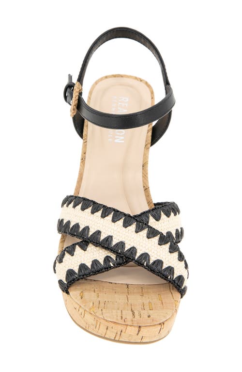 Kenneth Cole Reaction Reeva Platform Sandal In Natural/black Raffia