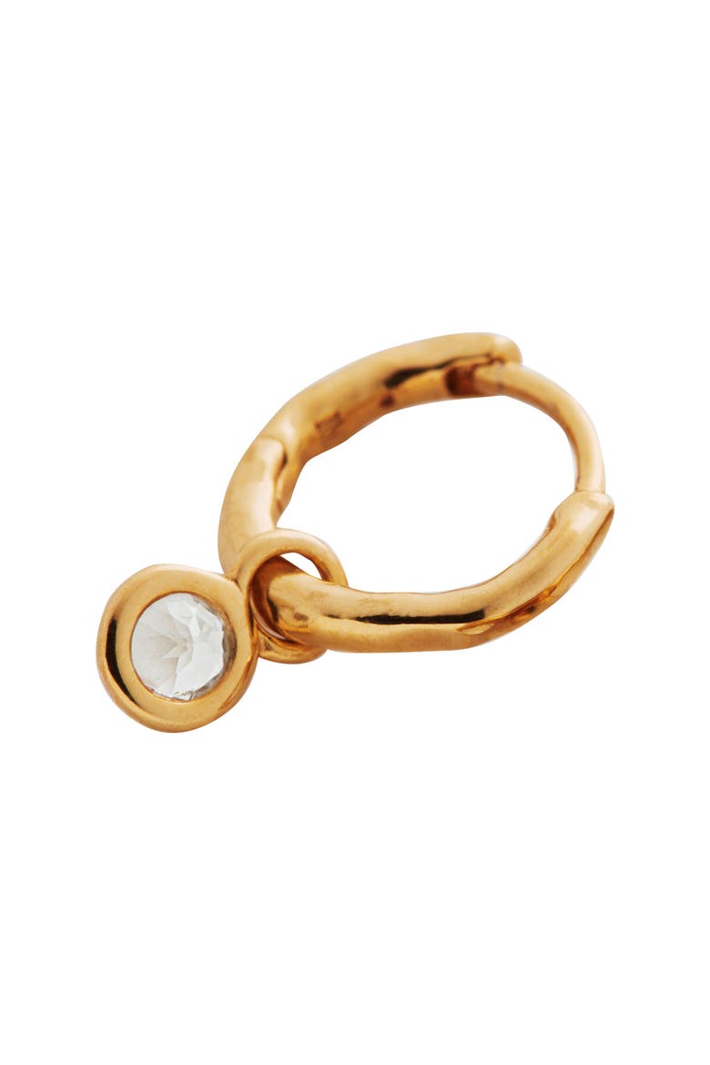 Mini Topaz Single Huggie Earring, Main, color, 18CT GOLD VERMEIL/ SS