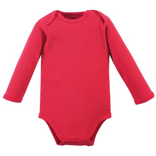 Touched By Nature Little Soft Organic Cotton Long-sleeve One-piece Essentials In Red