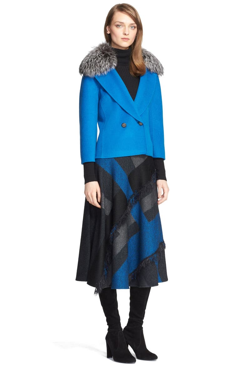 Fringe Detail Plaid Midi Skirt, Alternate, color, TAHOE BLUE MULTI
