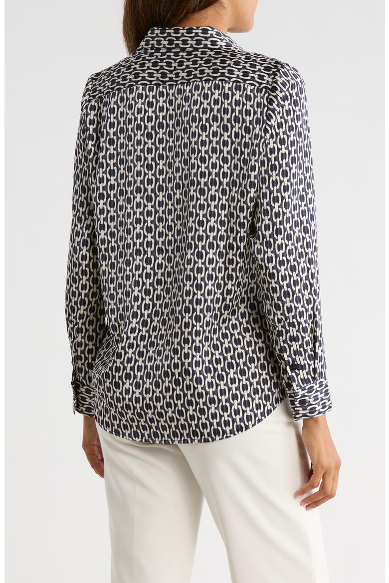 Satin Long Sleeve Button-Up Shirt, Alternate, color, DENIM NAVY CHAIN