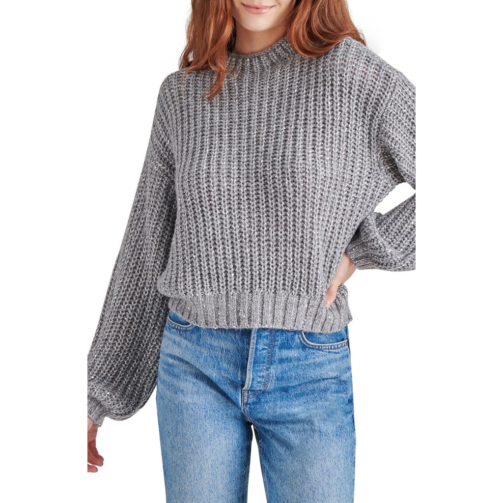 Steve Madden Martina Funnel Neck Sweater In Heather Grey