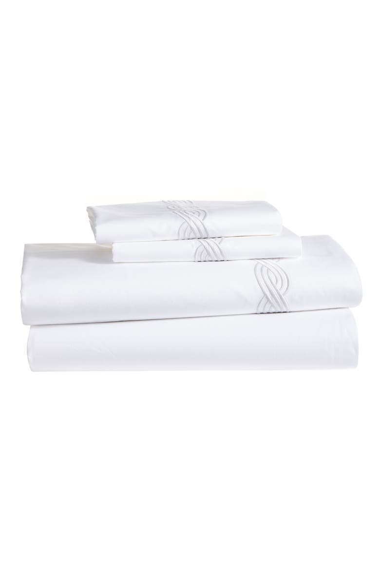 Triple Chain 350 Thread Count Sheet Set, Main, color, WHITE/ SILVER