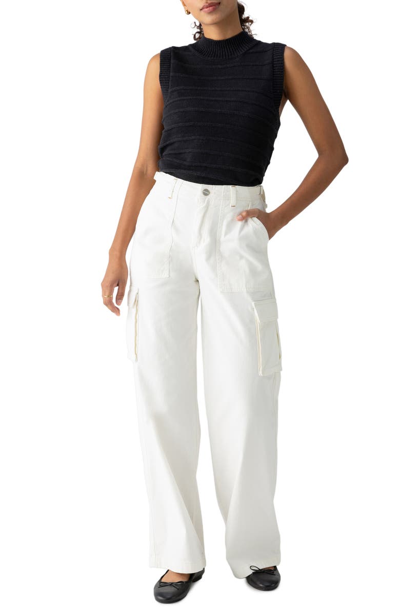 Sanctuary Life Is Easy Sleeveless Cotton Mock Neck Sweater, Alternate, color, 