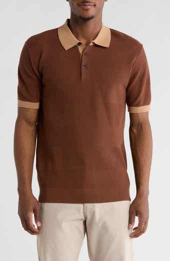 Tonal Stripe Cotton Polo Sweater