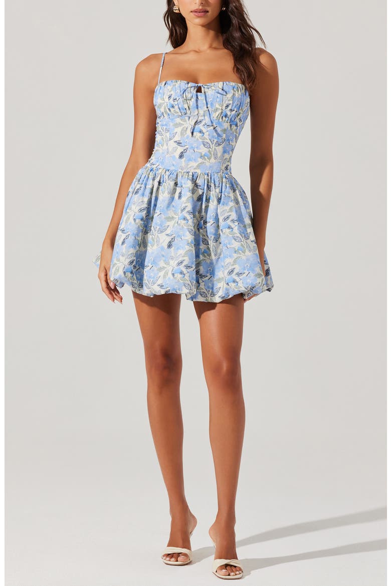 Larissa Floral Print Minidress, Main, color, BLUE FLORAL