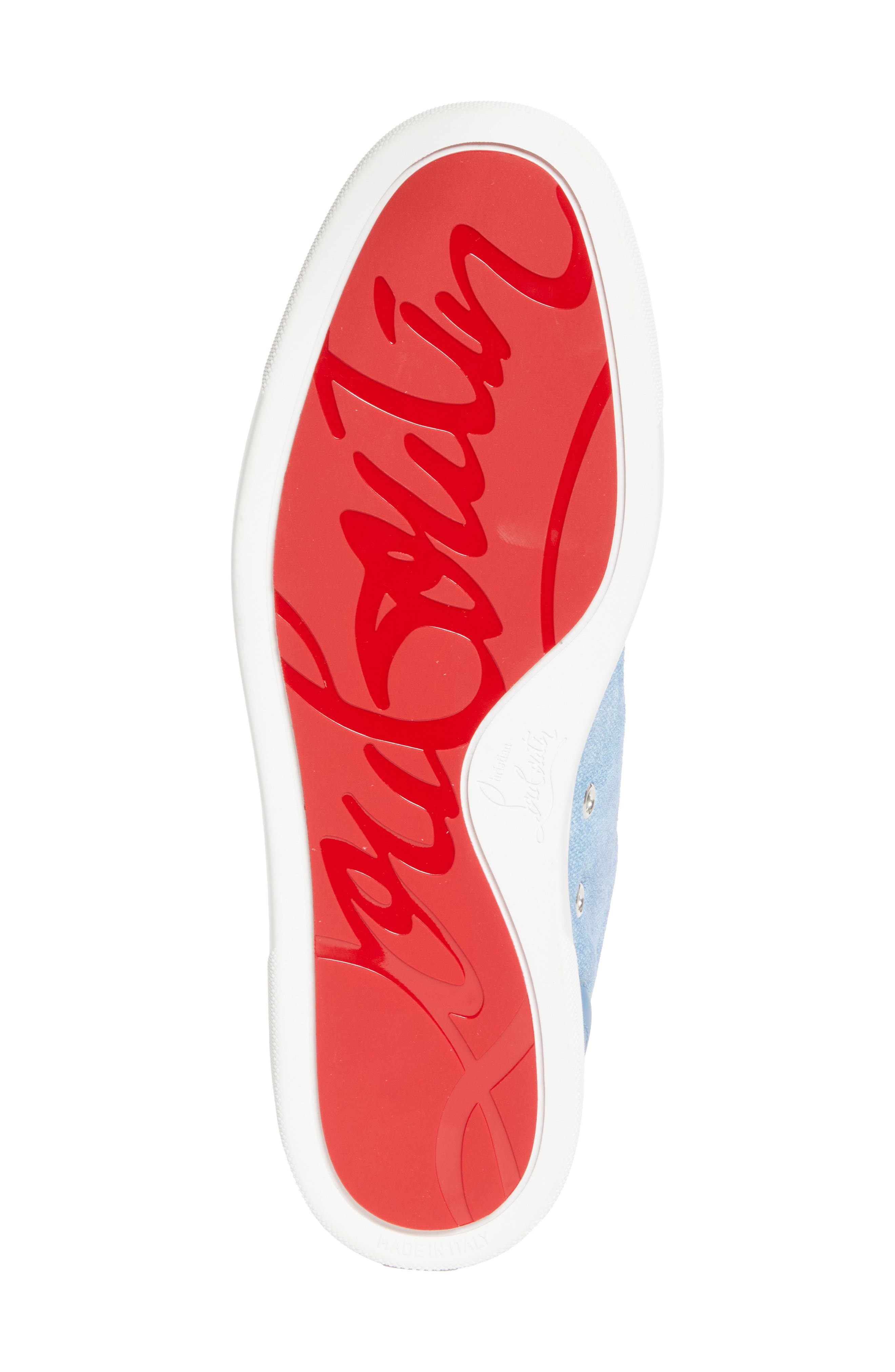 Christian Louboutin Retero Mixed Media Sneaker, Alternate, color, Ceruleo