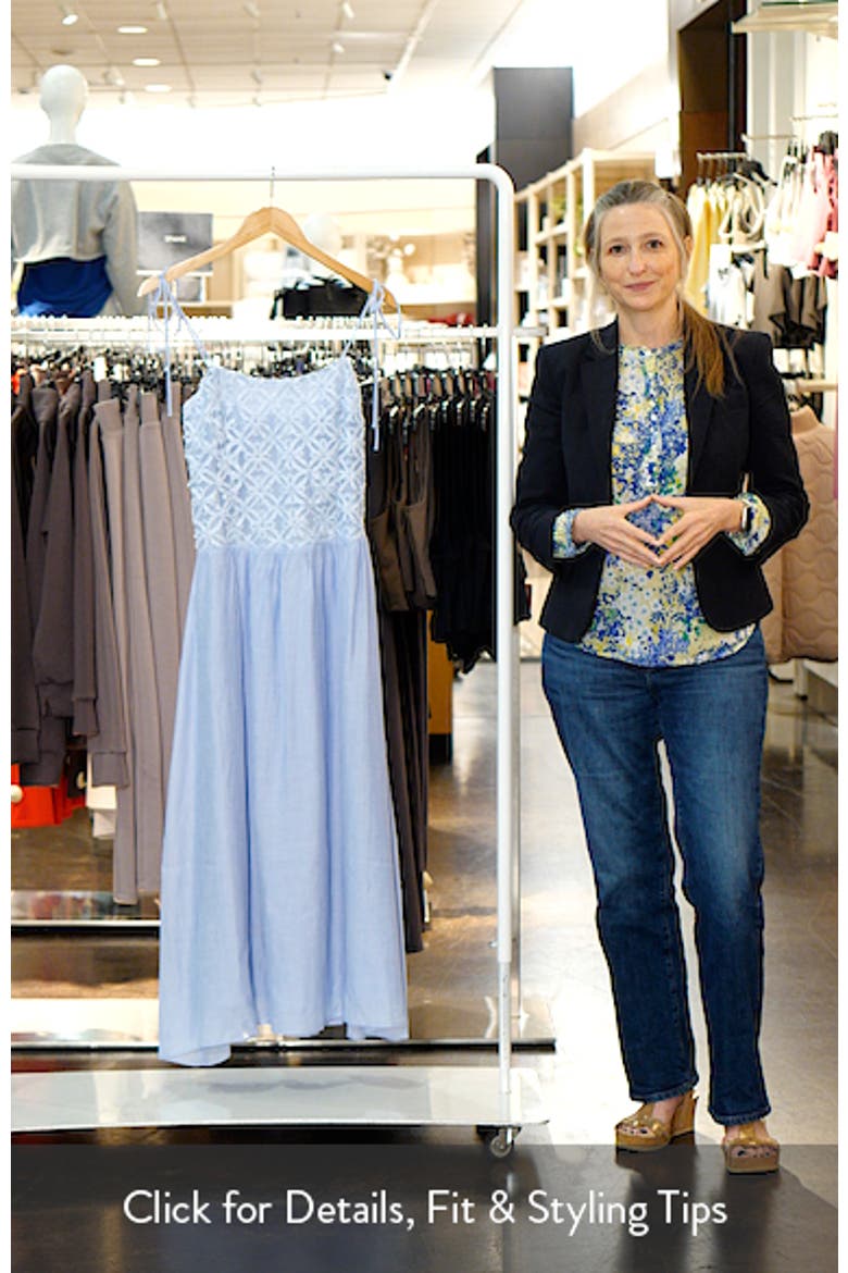 Floral Appliqué Tie Shoulder Midi Dress video