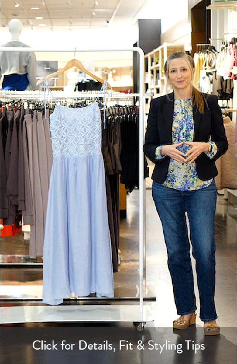 Floral Appliqué Tie Shoulder Midi Dress, sales video thumbnail