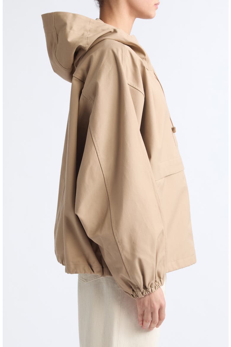 Oversize Hooded Cotton Anorak, Alternate, color, BEIGE