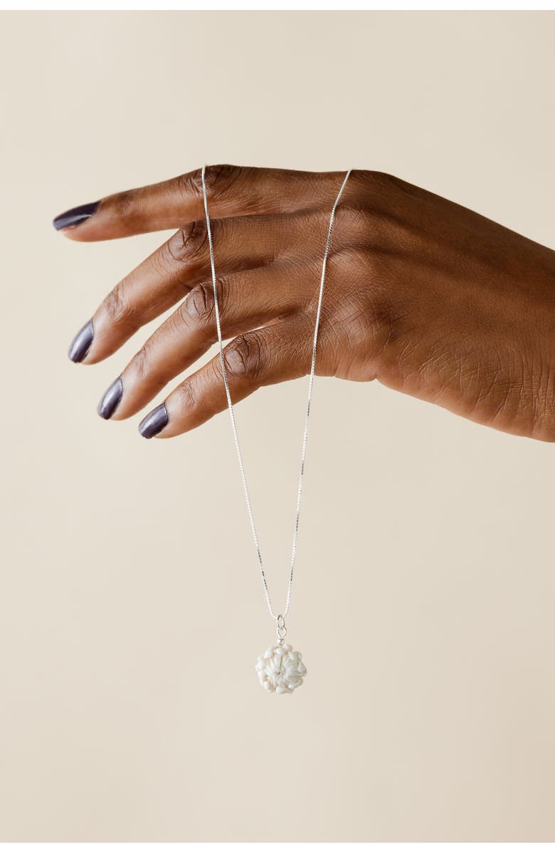 kanju Interiors Protea Hand Sculpted Floral Necklace, Alternate, color, Silver