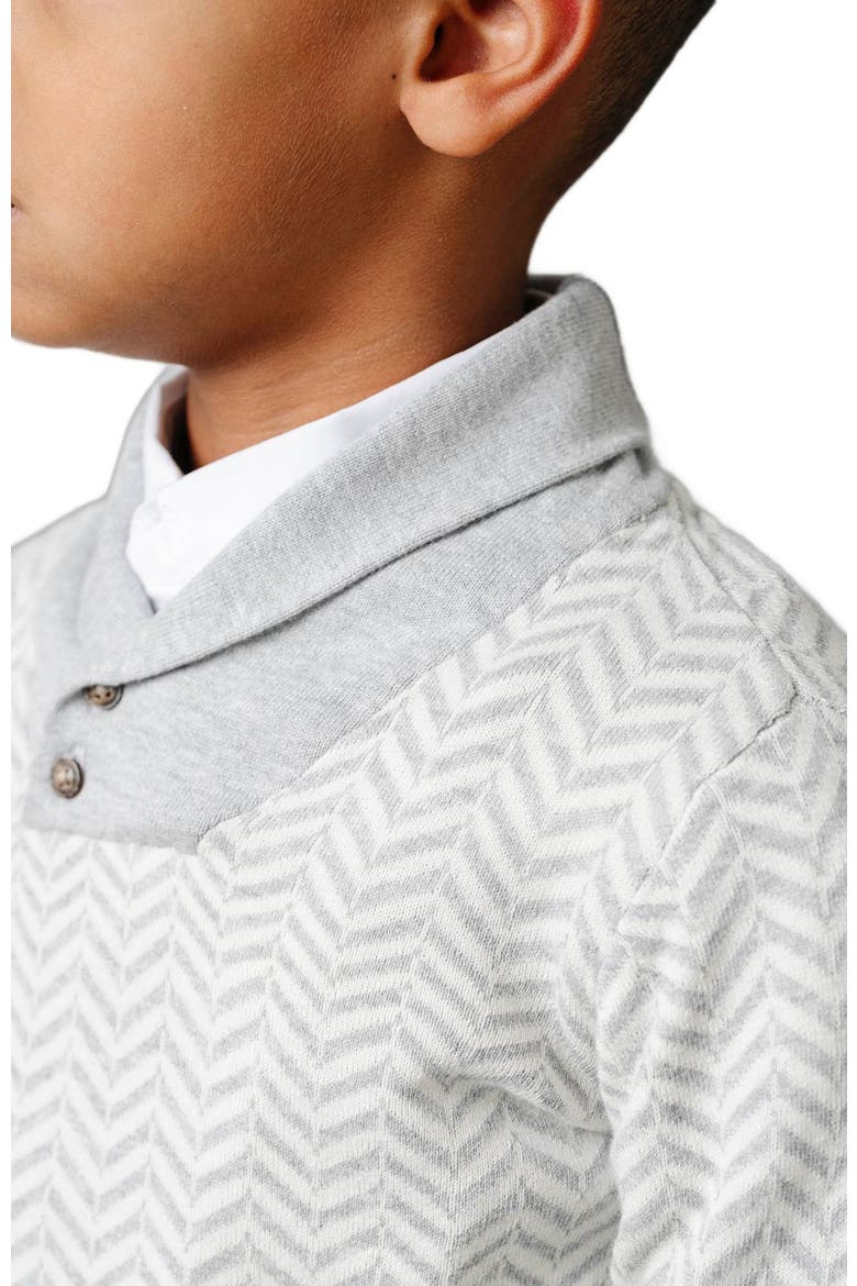 Boys' Organic Intarsia Shawl Collar Sweater, Kids, Alternate, color, Light Gray Heather Herringbone