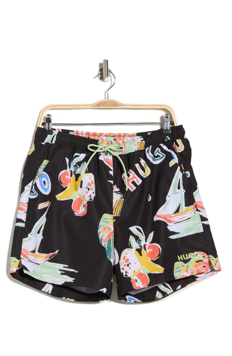 BOSS Calala Swim Trunks, Main, color, Black