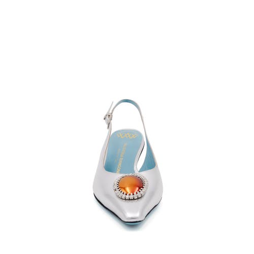 Valentina Rangoni Veronika  Low Heel Sling Pump In Silver Luce