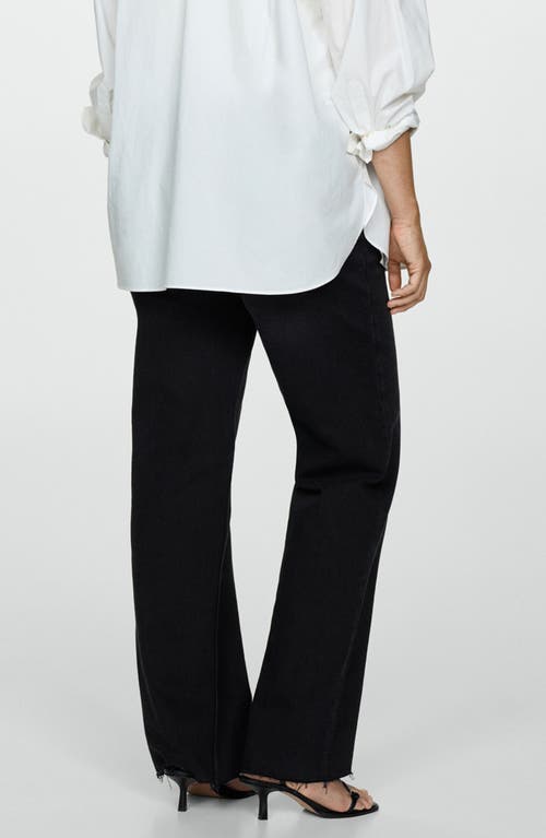 Shop Mango Over The Bump Wide Leg Maternity Jeans In Black Denim
