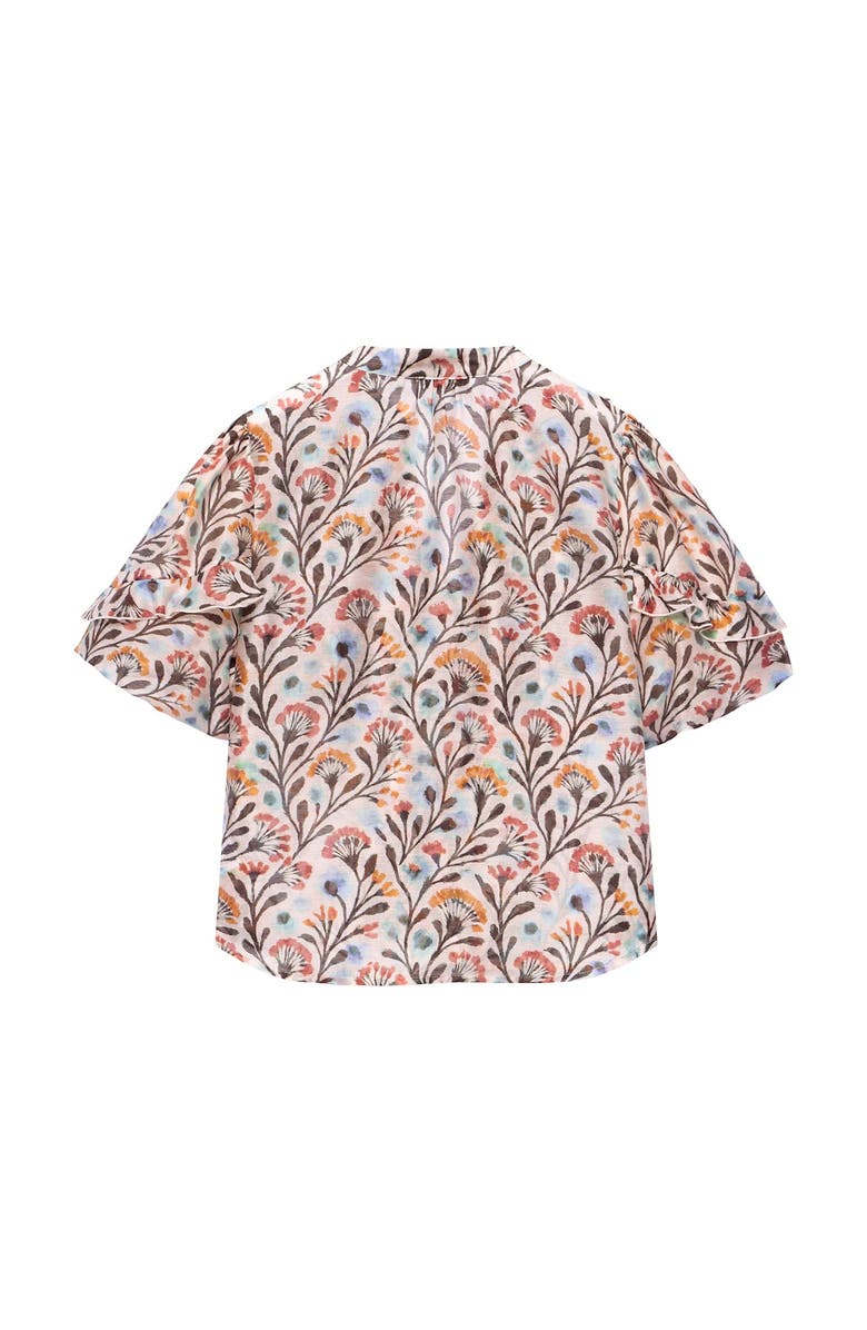 MINT VELVET Allover Floral Ruffle Blouse, Alternate, color, Orange