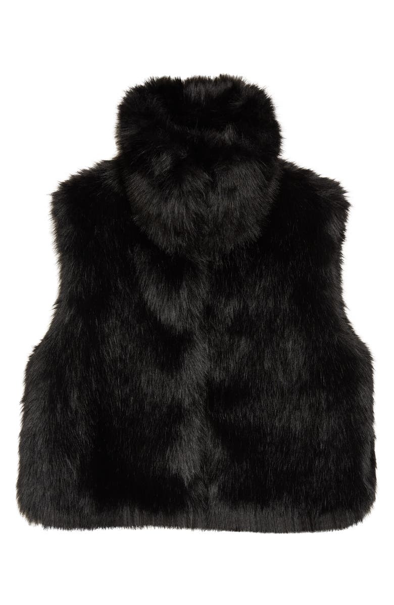 EENK Stand Collar Faux Fur Vest, Alternate, color, Black Polyester